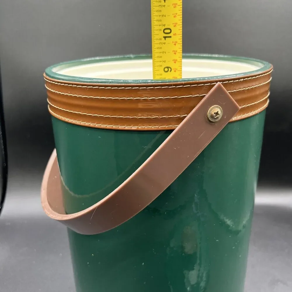 Vtg Georges Briard ICE BUCKET Green Padded Vinyl Mid-Century Modern Barware
